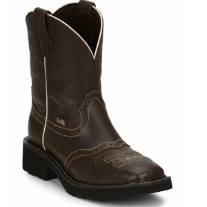 Stivali western donna Justin pelle punta quadrata marrone mandra taglia 7,5 GY9618 - Foto 1 di 15