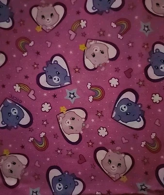 CARE BEARS Cranston VIP Cotton Fabric QUILT Crafts HOT PINK HEARTS By The 1/2 Yd - Image 1 of 4