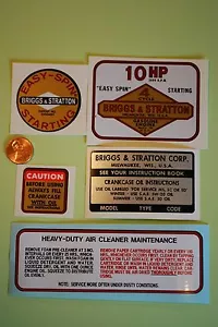 Briggs Stratton Jacobsen Simplicity 10-hp decal set 1960's and 70's - Picture 1 of 1