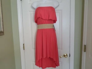 Ocean Drive Women's Coral Pink Strapless Hi Low Hem Dress Size Small NEW Cute - Picture 1 of 6