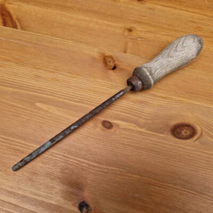 Vintage Round File Tool with Turned Wood Wooden Handle 24.8cm Long - Picture 1 of 12
