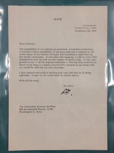 Carta autografiada firmada por el presidente Dwight Eisenhower de noviembre de 1966 certificado de autenticidad Gettysburg PA - Imagen 1 de 5