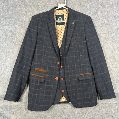Marc Darcy Blazer Jacket Mens Size 34R Harris Navy Check Tweed Casual Country - Image 1 of 4