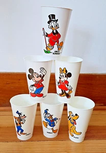 6 Vtg Walt Disney Pepsi Soda Pop Plastic Collector Cup Mickey Mouse Minnie Goofy - Picture 1 of 24