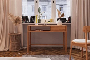 Schreibtisch Zola Kernbuche massiv 120x46cm mit Schublade - Bild 1 von 2