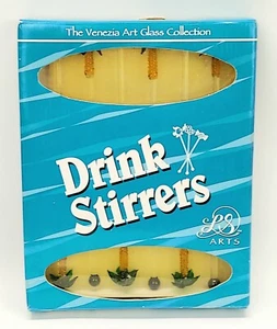 Palm Tree Glass Drink Stirrers ~ The Venezia Art Glass Collection ~ Open Box - Bild 1 von 5