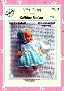 DOLLS KNITTING PATTERN no 280 for a 10" to 11" doll by Daisy-May.