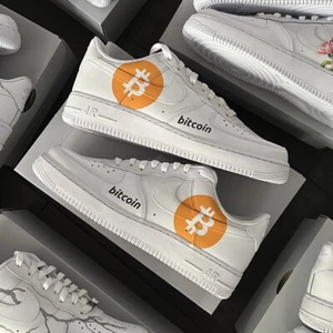 Bitcoin Design BTC Crypto NIKE AF1 Air Force (Custom Design) SNEAKER SHOES - Picture 1 of 2