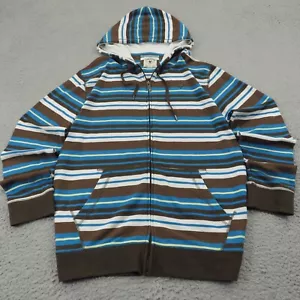 VTG Zoo York Hoodie Mens XL Y2K Full Zip Jacket Grunge Skater Brown Blue White - Picture 1 of 11