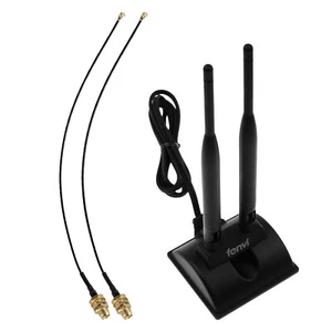 PCI-e to RP-SMA Extension Cable 6dBi Dual Wireless Antenna WiFi BT Magnetic Base - Picture 1 of 8
