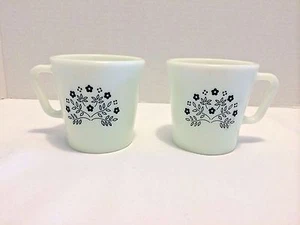 Vtg Pyrex Coffee Mug Summer Impressions Blue Flowers Tea Latte Cup Set Of 2 EUC - Bild 1 von 6