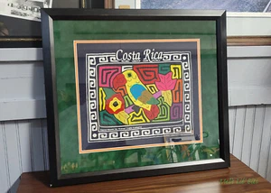 2er Set Costa Rican Volkskunst Handgefertigt von Kuna Yala Indianern Wandbehang Deko - Bild 1 von 4