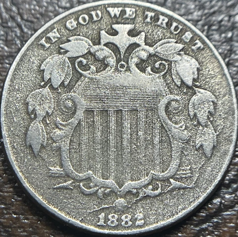 1882 Shield Nickel VF Details Large Obverse Die Crack Cover