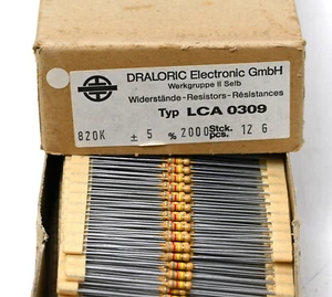 1800x Draloric LCA 0309 resistencia, 820 kOhm / 0,35 W, resistencias amplificador de tubo, nuevo de lote antiguo - Imagen 1 de 1