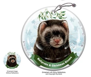 Ferret Bellyrubs and Christmas Kisses Ornament - Picture 1 of 10