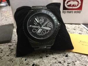 NEW MARC ECKO RHINO COURT PREPSTER BLACK STEEL WATCH ANALOG QUARTZ SR626SW - Picture 1 of 6
