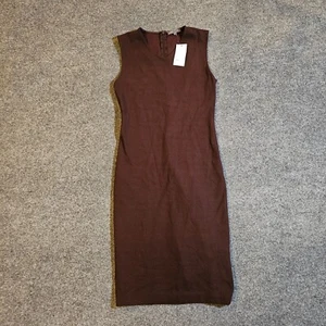 Vince Dress Womens Size 2 Brown Sheath Fitted Pencil Stretch Knit Minimal Luxe - Picture 1 of 10