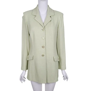 NUEVO CON ETIQUETAS COLECCIÓN ST. JOHN Chaqueta Talla 6 Verde Santana Tejido Lana Blazer Marie Gris - Imagen 1 de 10