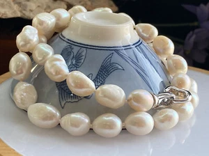 Collana di perle barocche bianche autentiche mare del sud 10-12 mm 18 pollici - Foto 1 di 8