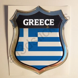 Sticker Greece Emblem 3D Resin Domed Gel Greece Flag Vinyl Decal Car Laptop - Picture 1 of 1