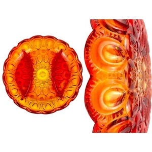 Vintage L.E. Smith Moon & Stars Glass Amberina 3 Part Relish Dish Plate 8" Round - Picture 1 of 9
