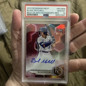 Bowman’s Best Autograph Red Refractor 2023 Blake Mitchell 9/10 PSA 10 - Royals - Imagen 1 de 3