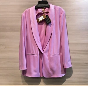 Blazer donna Hugo Boss nuovo taglia 12 junata collo sciallato giacca tuta rosa $595 - Foto 1 di 10