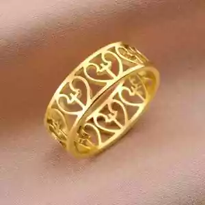 Love Heart Jesus Kreuz Ring Edelstahl Paar Fingerring für Frauen Männer - Bild 1 von 11
