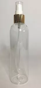 200ml PET Plastic Tall Boston Bottle & Shiny Gold Atomiser Spray *ANY AMOUNT* - Picture 1 of 1
