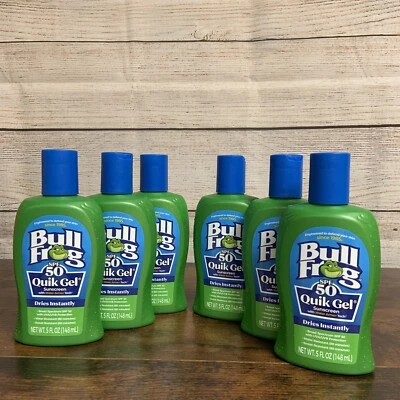 BULL FROG BullFrog SPF 50 Quik GEL Sunscreen Dries Instantly EXP 5/27 5 flOz Ea 6 Pack Lot