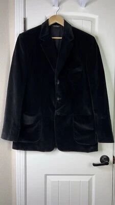 PERRY ELLIS Black Velvet Sports coat Jacket Blazer 3 Button Mens Sz XL Altered - Image 1 of 4