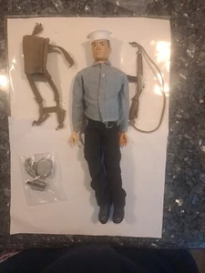 RARE Black Hair Vintage GI JOE 1960's Navy Action Sailor With Accessories - Picture 1 of 24