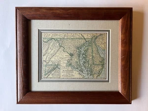 MARYLAND & DELAWARE State Map, Frame/Dbl Mat fm the 1927 World Atlas SEE DESCRIP - Picture 1 of 3