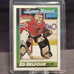 1991-92 OPC O-PEE-CHEE #4 ED BELFOUR HOF SUPER ROOKIE Blackhawks Leafs Stars - Picture 1 of 2