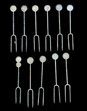 Set Of 11 Antique Chinese Silver Hors D’oeuvres  Olive Lemon Cocktail Fork Picks