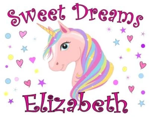 EINHORN KISSENBEZUG #1 "SWEET DREAMS" personalisiert beliebiger Name superweiche Bettwäsche - Bild 1 von 4