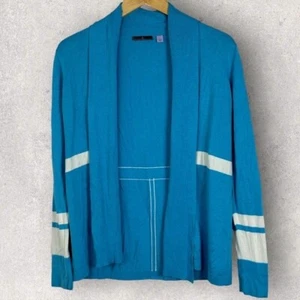 Cullen Silk Blend Varsity Academia Open Front Drape Cardigan Blue Size Large L - Picture 1 of 13