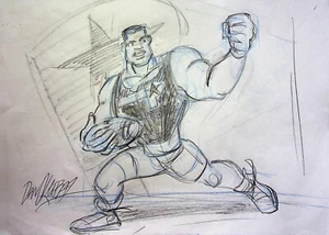 ProStars 1991 FIRMADO DAN KUBAT personaje dibujado a mano arte DIC NBA NFL NHL - Imagen 1 de 2
