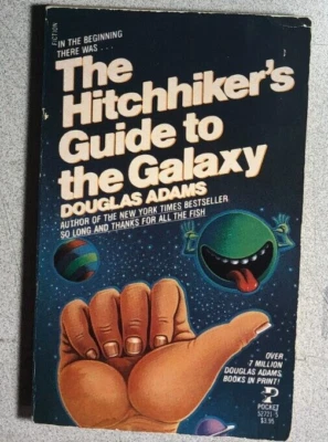 THE HITCHHIKER'S GUIDE TO THE GALAXY D Adams (1985) Pocket Books movie paperback Foto 1 de 3
