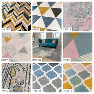 Abstract Geometric Rugs Trellis Chevron Indoor Bedroom Office Room Runner Mats - Picture 1 of 40