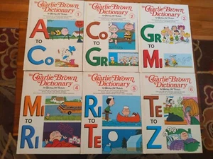 Vint 70's Schultz *CHARLIE BROWN DICTIONARY* 6 Book Library Set - Picture 1 of 4