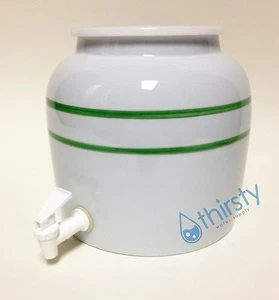 Grifo dispensador de porcelana a rayas verdes crock de agua válvula grifo jarra Aqua H2O - Imagen 1 de 3