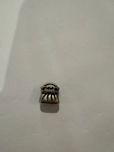 Genuine Pandora Charm 790474 Purse With Gold Bow 925 Silver & 14ct Gold Retired - Picture 1 of 2