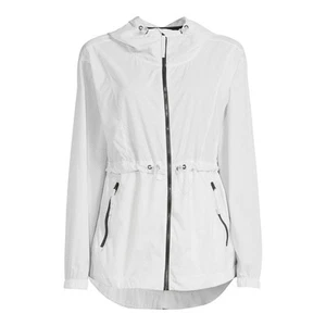 AVIA Women’s Windbreaker Jacket Hooded Full-Zip Lightweight White Size XL 16-18 - Picture 1 of 14