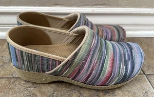 Scarpe zoccoli donna Dansko juta multicolore a righe slip on zeppa tacco 10,5-11 - Foto 1 di 6