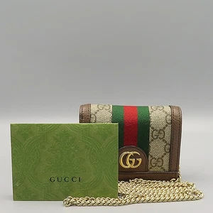 Gucci 625711 GG Supreme Canvas Ophidia Mini Chain Bifold Wallet Crossbody Bag - Picture 1 of 7