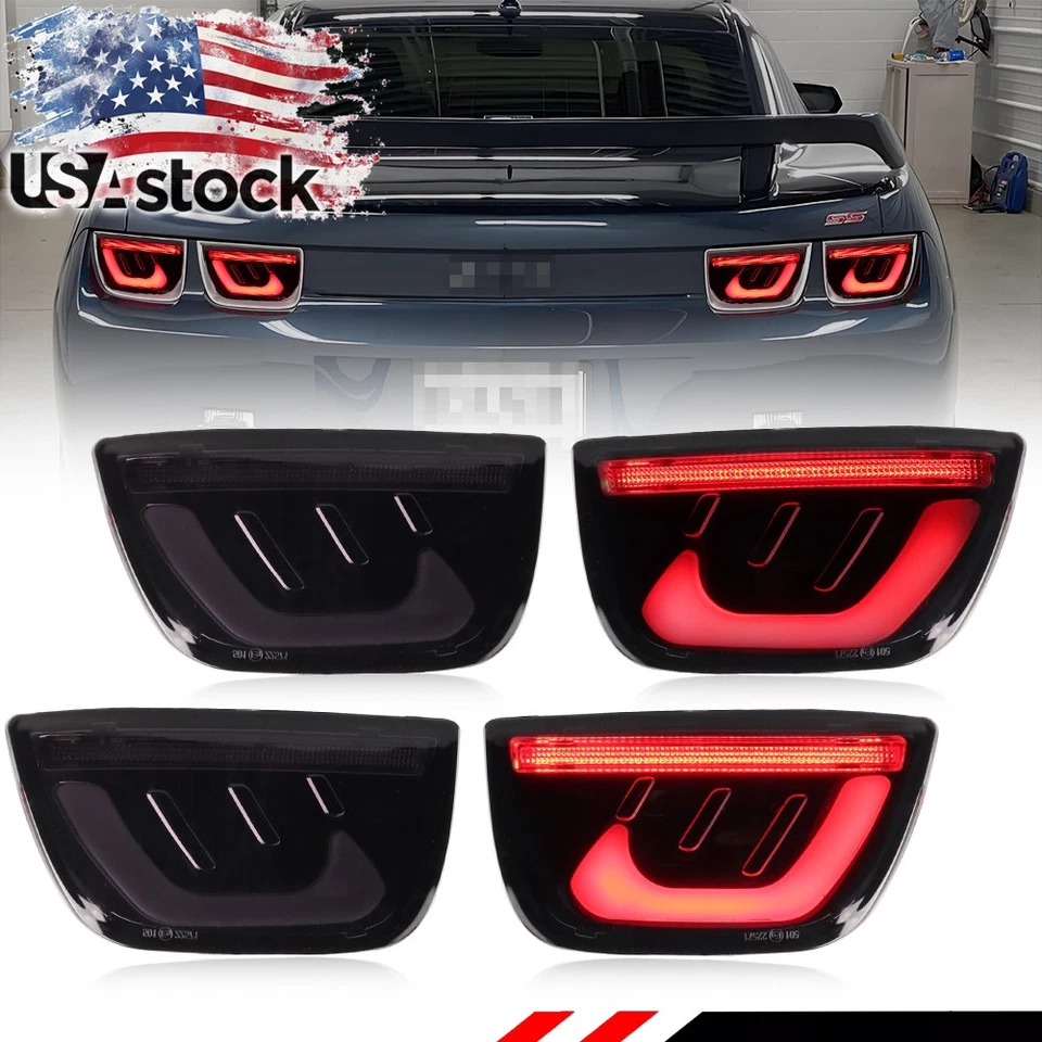 4PCS Smoked Lens Red LED Rear Tail Brake Light Lamps For 2010-2013 Chevy Camaro - Image 1 of 4
