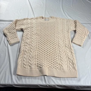 English Factory Pulloverkleid Damen Medium creme Zopfmuster Rundhals Pullover - Bild 1 von 7