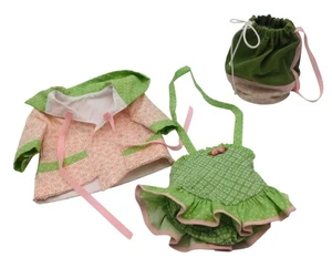 Handgemachtes rosa-grünes Badeanzug-Set passt für 18" American Girl Doll NICHT ENTHALTEN - Bild 1 von 5
