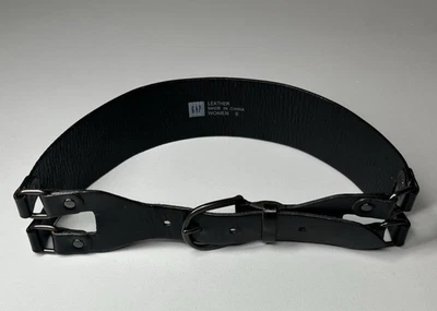 Cinturón ancho de cuero Gap para mujer pequeño negro arnés hebilla Foto 1 de 4